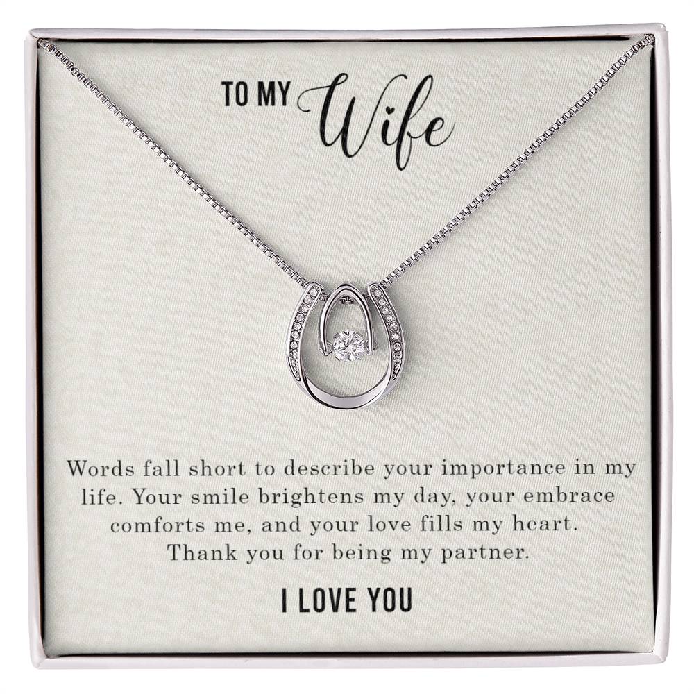 To My Wife - Words Fall Short To Describe Your Importance Necklace