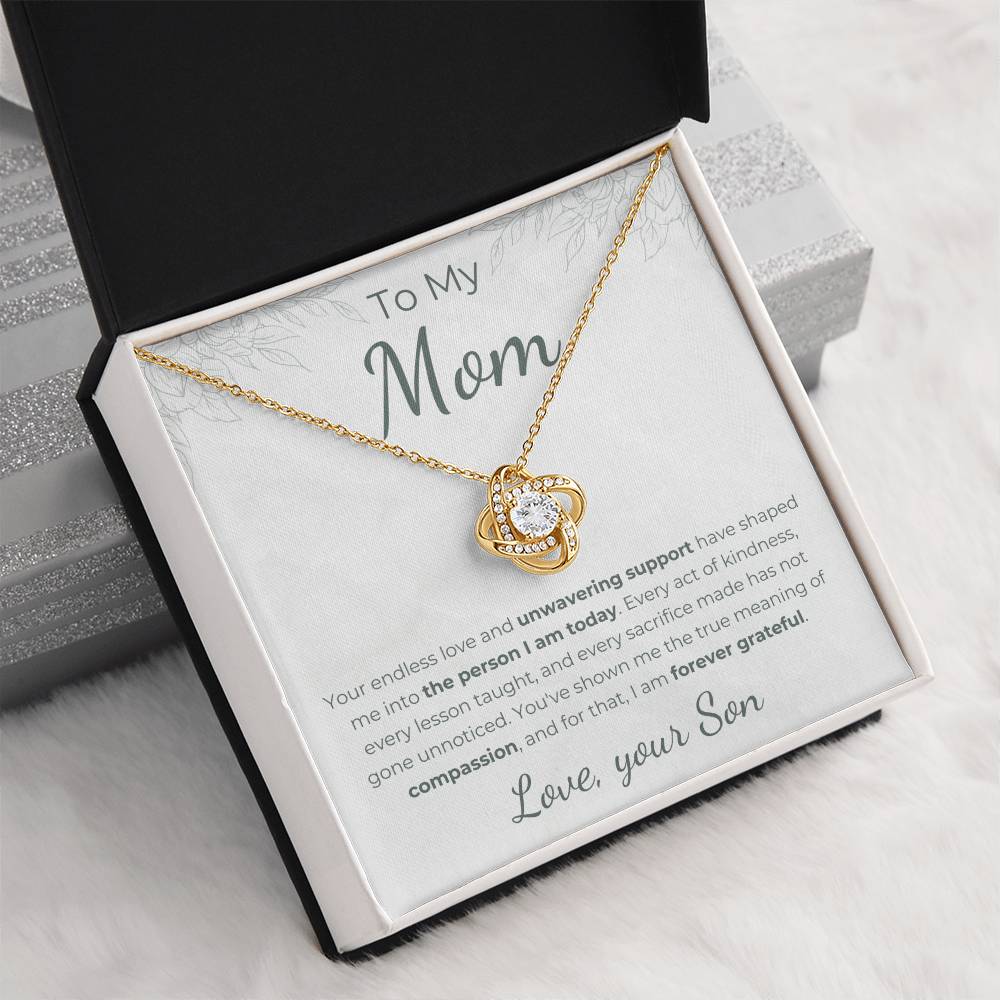 To My Mom - Forever Grateful - Love Knot Necklace