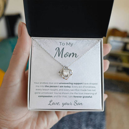 To My Mom - Forever Grateful - Love Knot Necklace