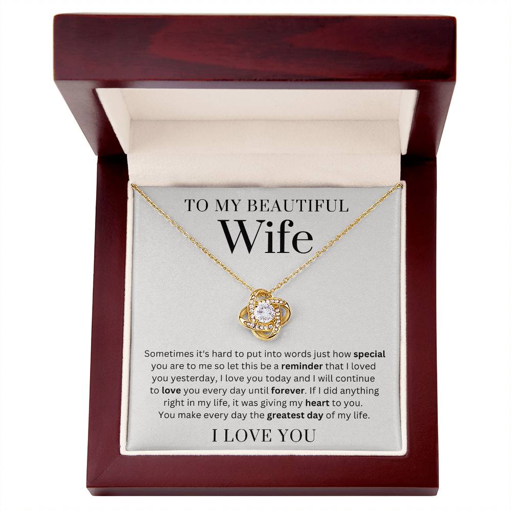 To My Wife - Everyday Until Forever - Love Knot Necklace