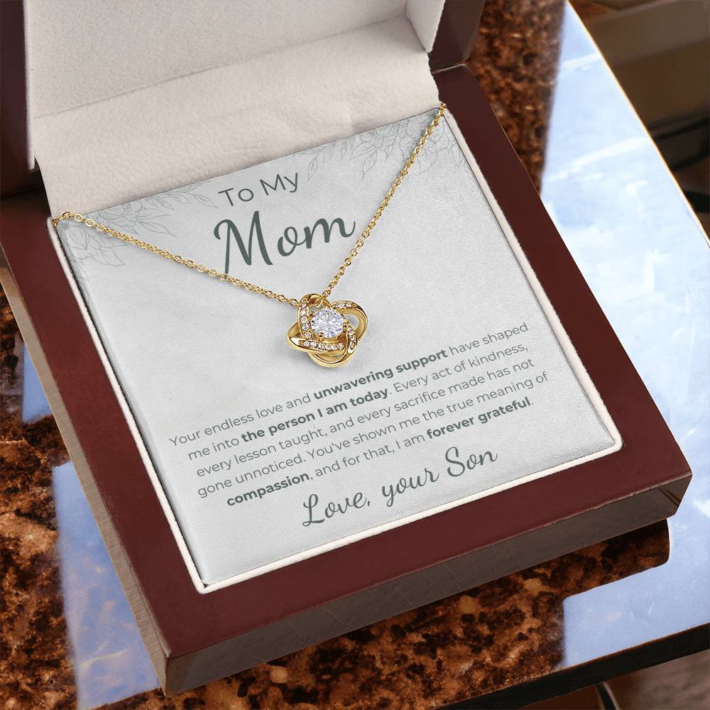 To My Mom - Forever Grateful - Love Knot Necklace