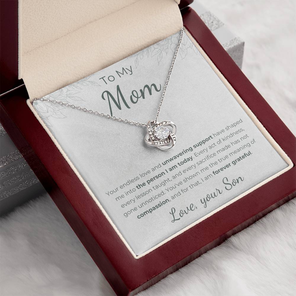 To My Mom - Forever Grateful - Love Knot Necklace