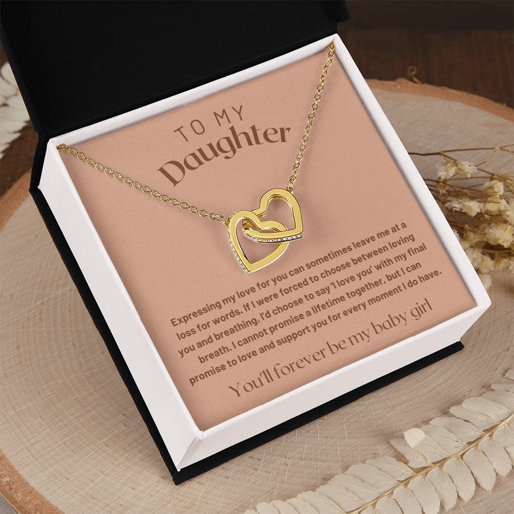 To My Daughter - A Loss For Words - Interlocking Hearts Necklace