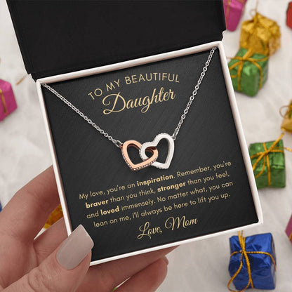 To My Daughter - You're An Inspiration - Interlocking Hearts Necklace