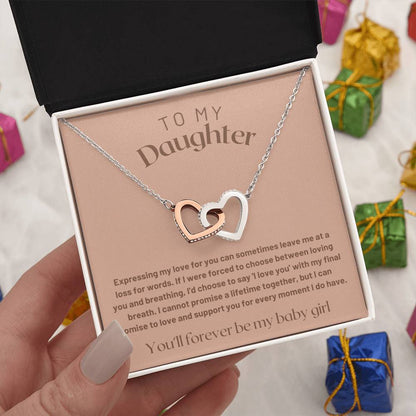 To My Daughter - A Loss For Words - Interlocking Hearts Necklace