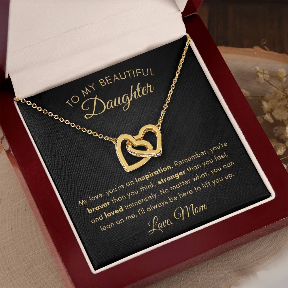 To My Daughter - You're An Inspiration - Interlocking Hearts Necklace