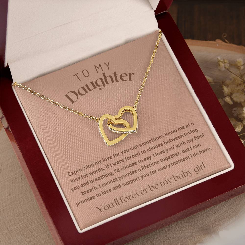 To My Daughter - A Loss For Words - Interlocking Hearts Necklace