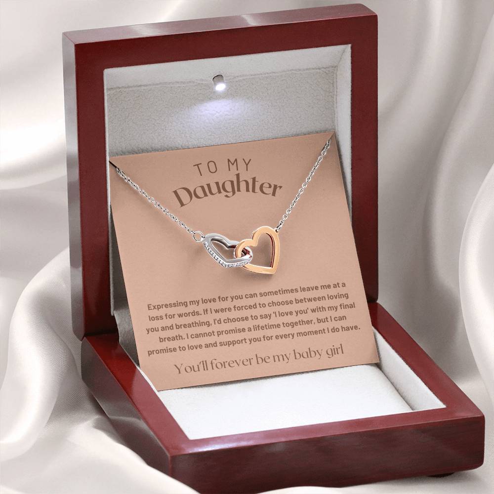 To My Daughter - A Loss For Words - Interlocking Hearts Necklace