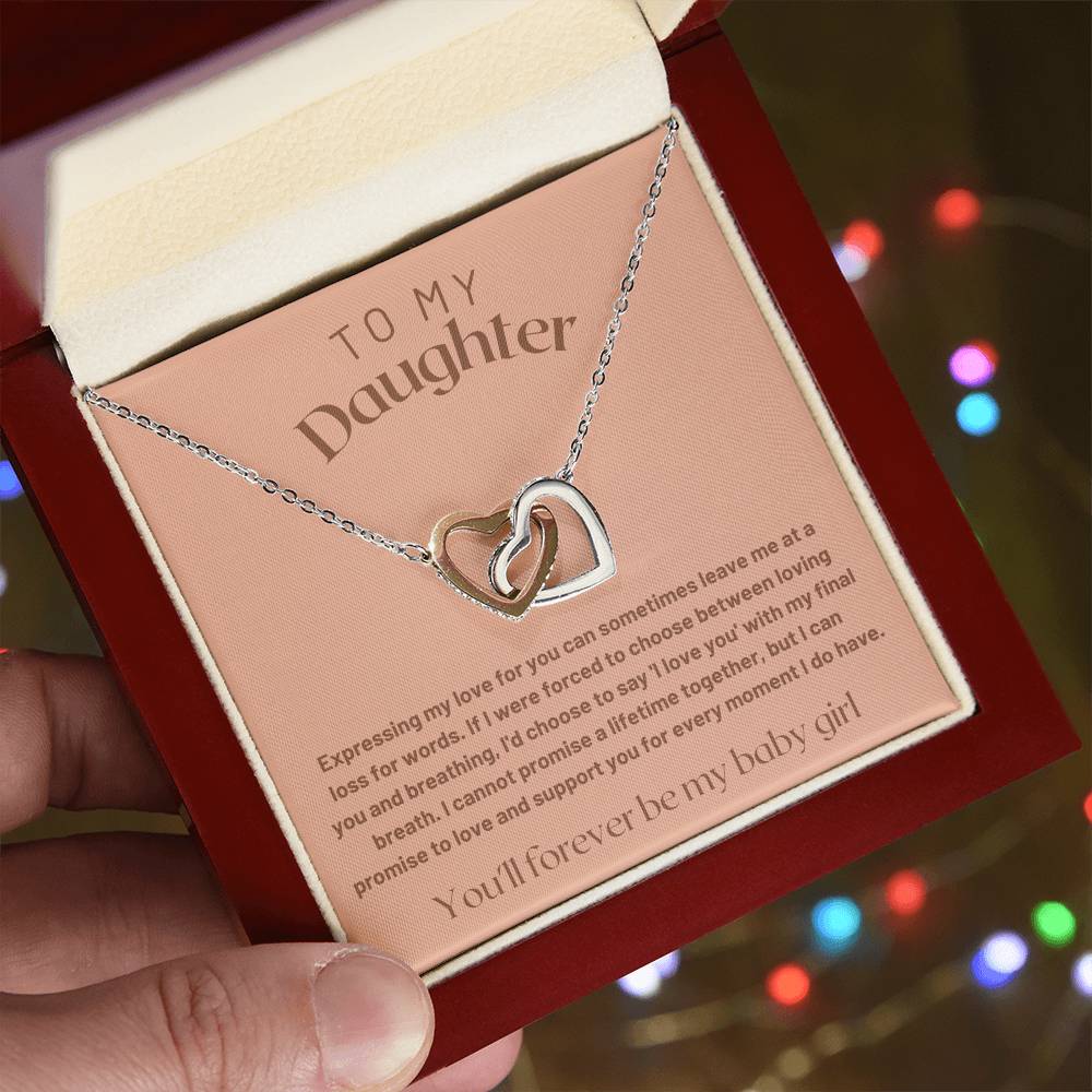 To My Daughter - A Loss For Words - Interlocking Hearts Necklace