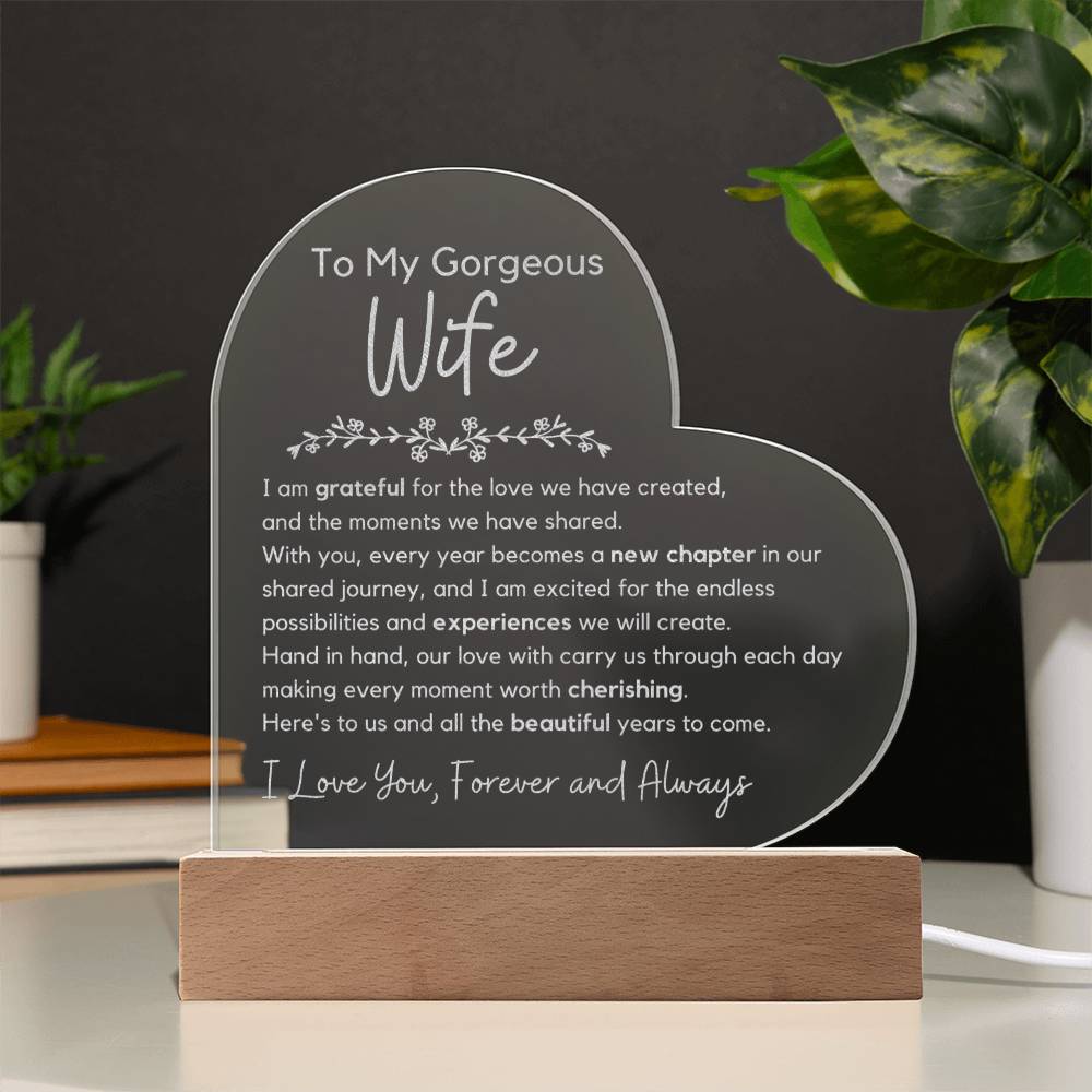 To My Wife - Every Moment Worth Cherishing - Engraved Acrylic Heart