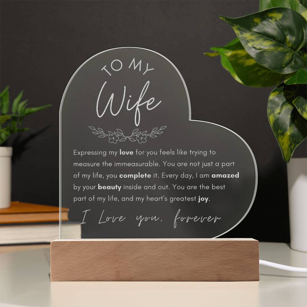 To My Wife - Beauty Inside And Out - Engraved Acrylic Heart