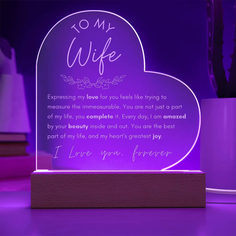 To My Wife - Beauty Inside And Out - Engraved Acrylic Heart