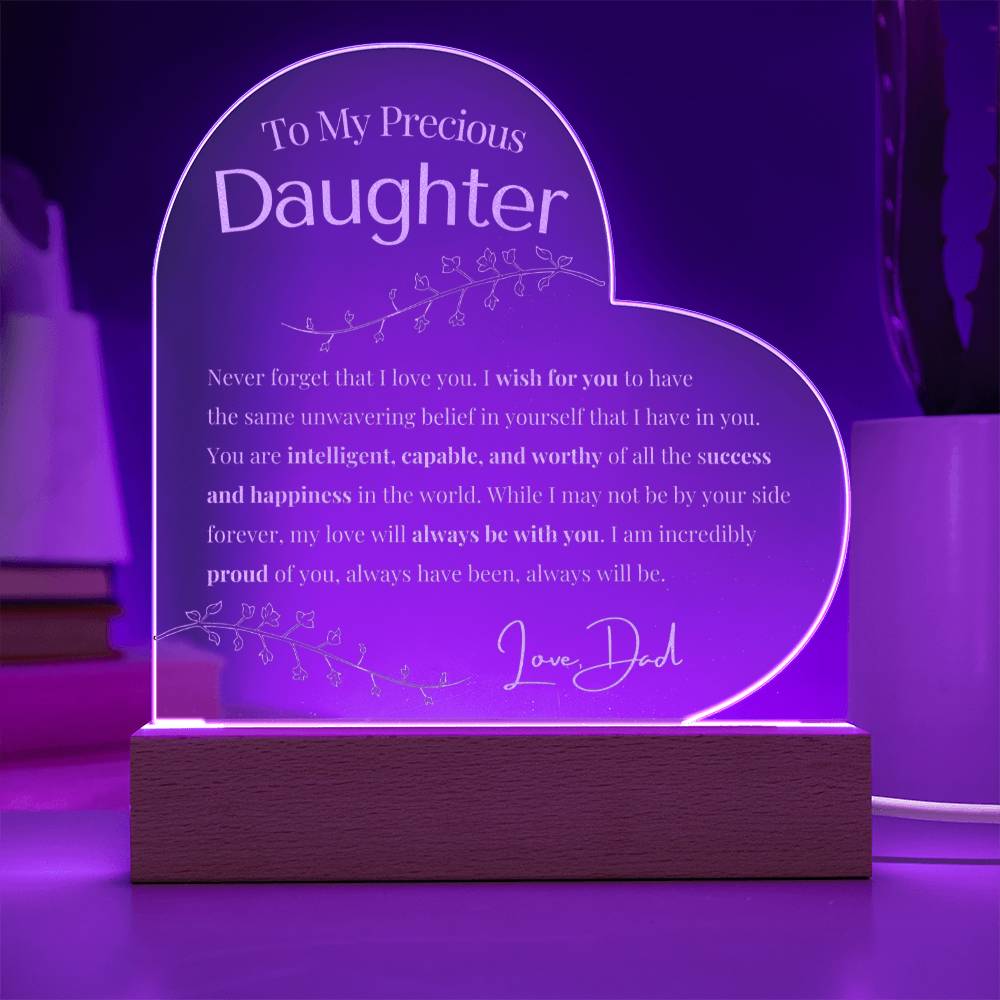 To My Daughter - Unwavering Belief - Engraved Acrylic Heart