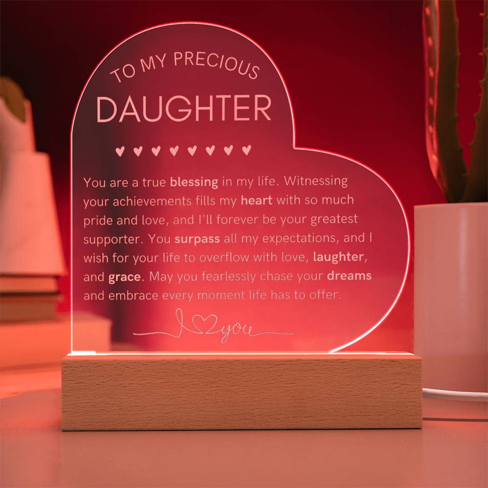 To My Daughter - You Are A True Blessing - Engraved Acrylic Heart