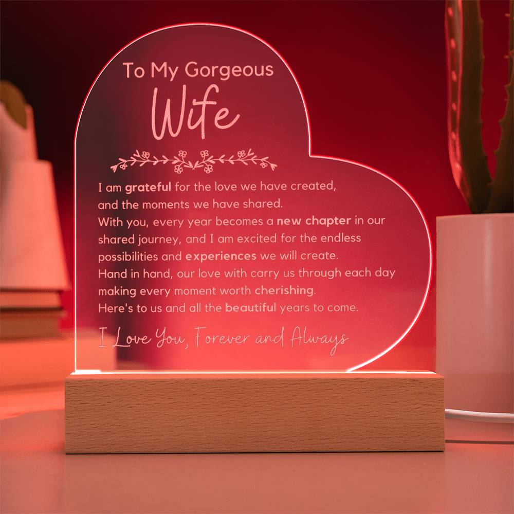 To My Wife - Every Moment Worth Cherishing - Engraved Acrylic Heart | Saige  & Stone Designs