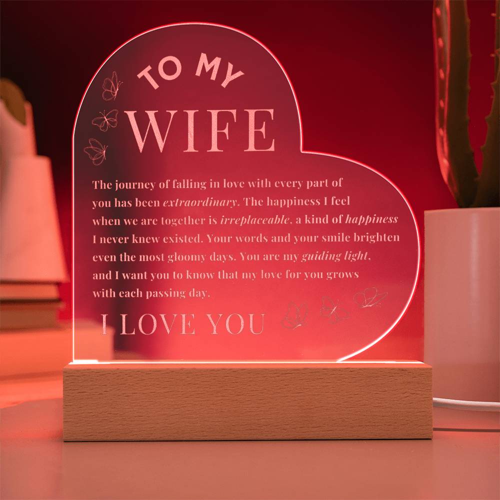 To My Wife - My Guiding Light - Engraved Acrylic Heart