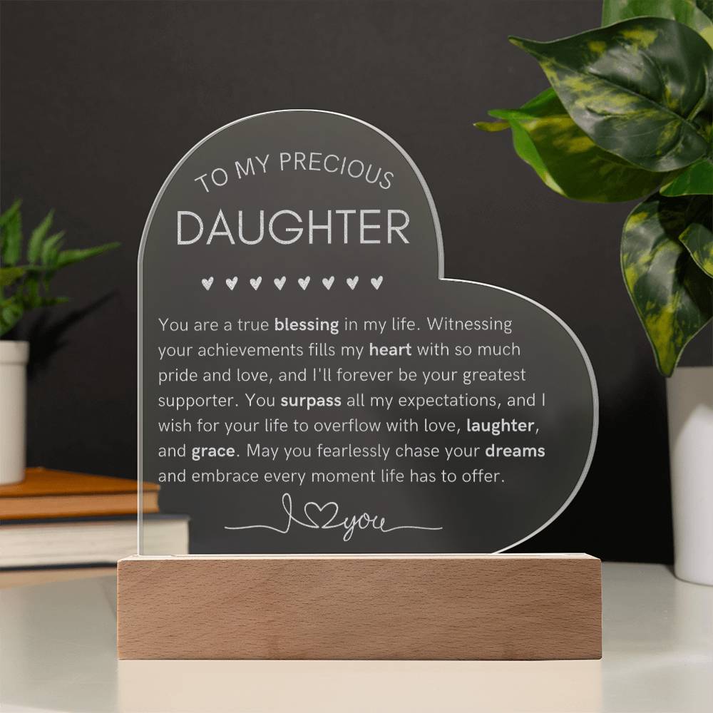 To My Daughter - You Are A True Blessing - Engraved Acrylic Heart