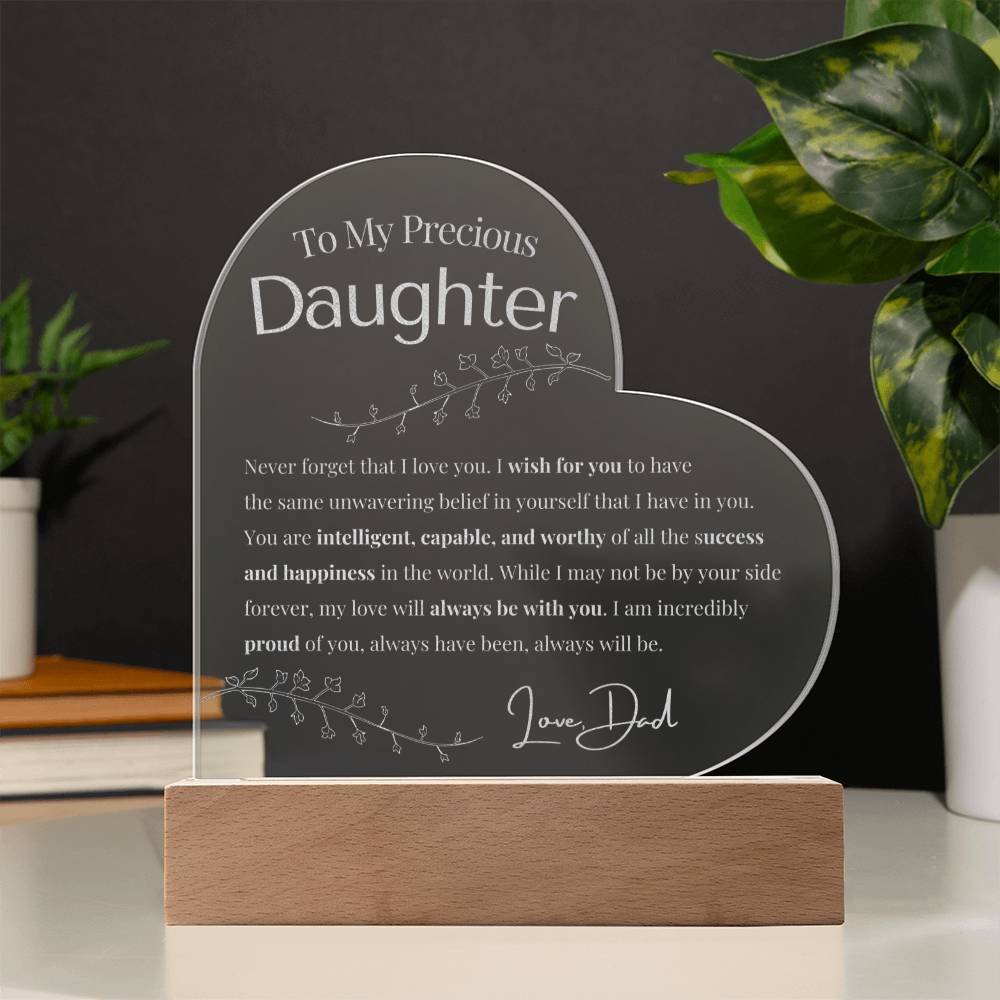 To My Daughter - Unwavering Belief - Engraved Acrylic Heart