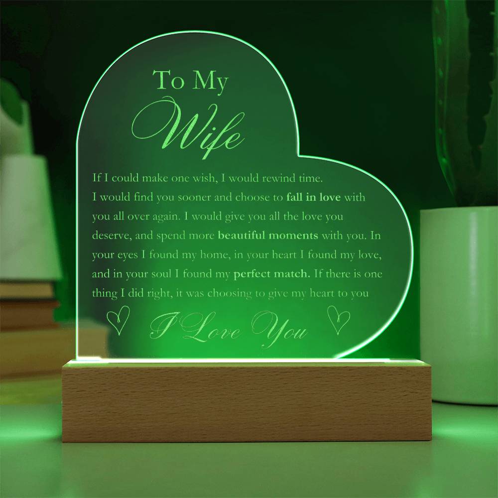 To My Wife - I Found My Perfect Match - Engraved Acrylic Heart