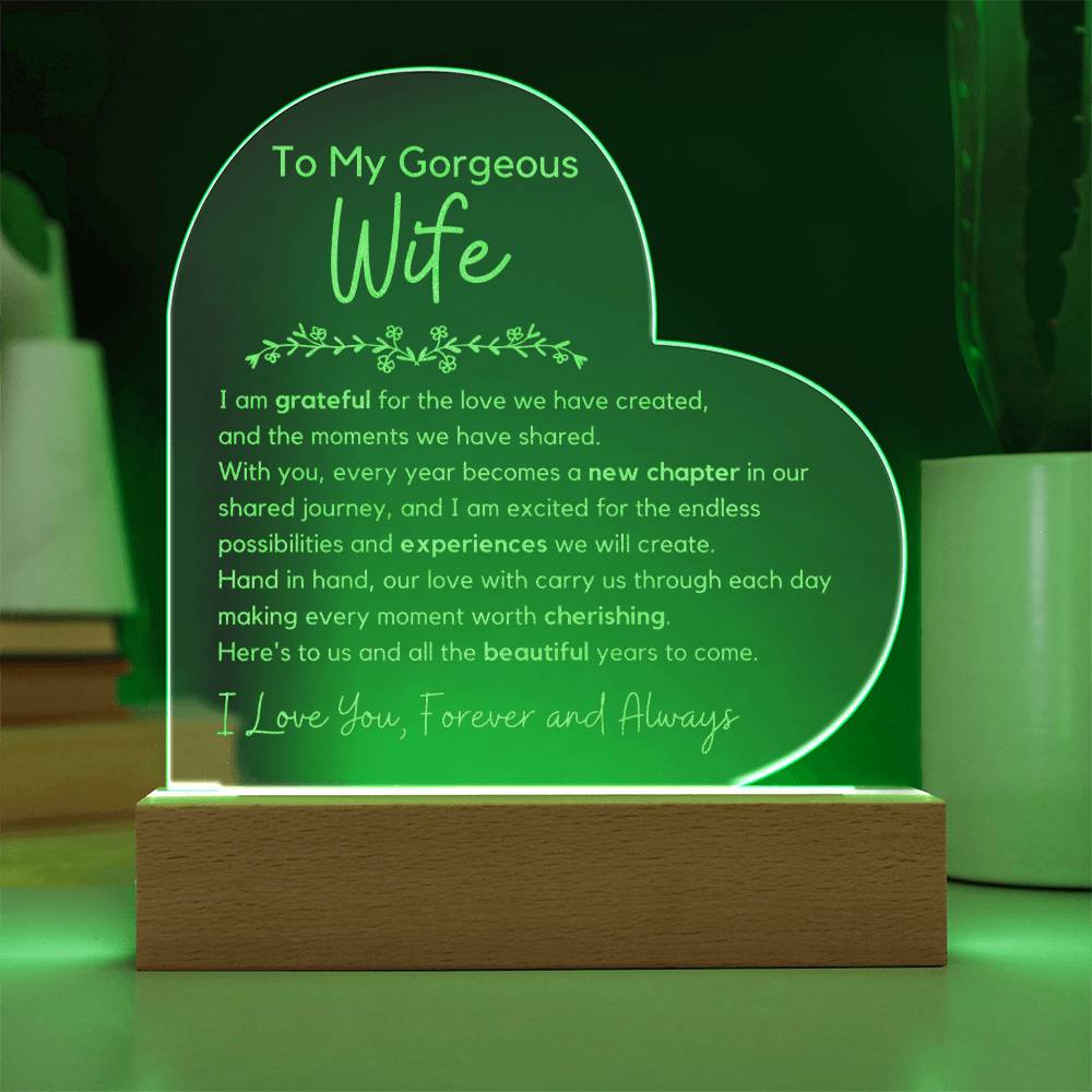 To My Wife - Every Moment Worth Cherishing - Engraved Acrylic Heart