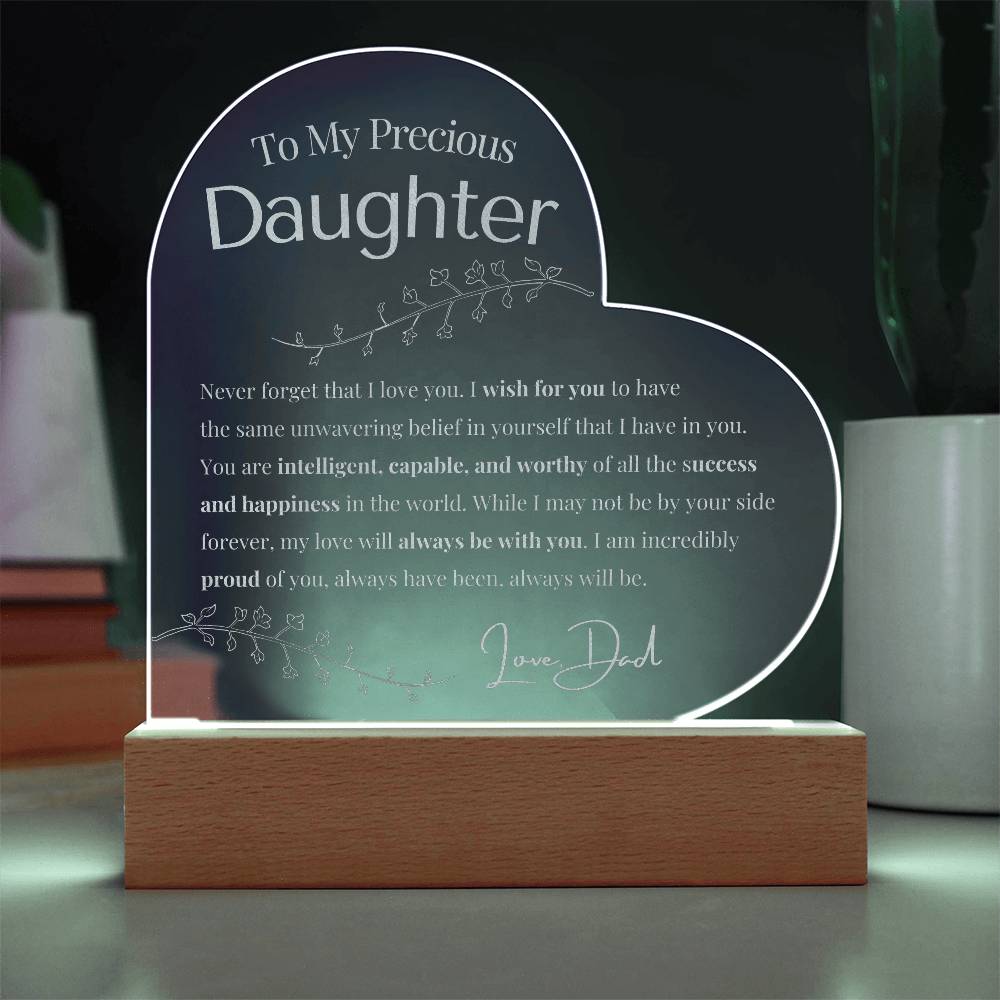 To My Daughter - Unwavering Belief - Engraved Acrylic Heart